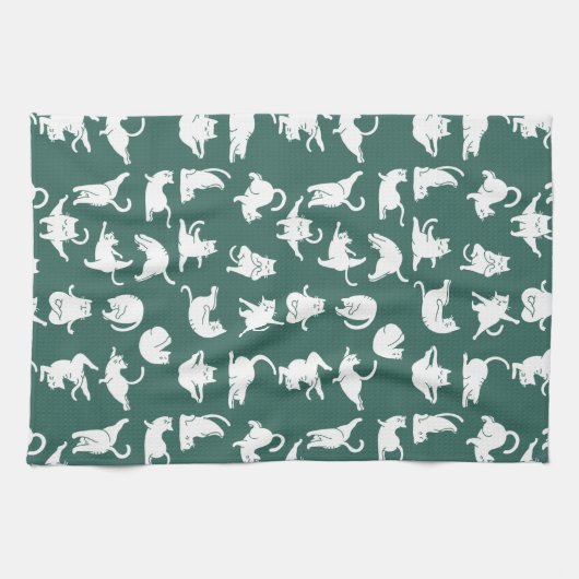 Medatkat in Yoga Poses Kitchen Towel Theedoek (Horizontaal)