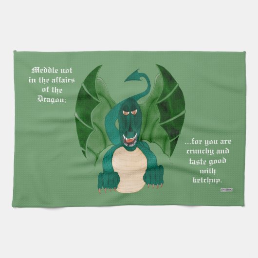 Meddle niet - Dragon Funny Theedoek (Horizontaal)