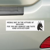 Meddle niet in de zaak van Dragons Silhouette Bu Bumpersticker (Op auto)