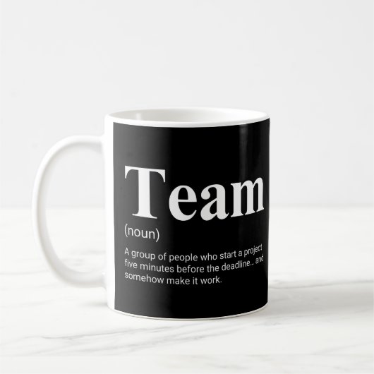 Mede- en collega's Grappige teamdefinitie Koffiemok (Links)