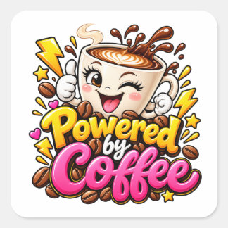 Mede mogelijk gemaakt door Coffee Design Vierkante Sticker