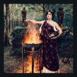 Medea Brewing Her Potion – Poster<br><div class="desc">This striking vintage illustration depicts Medea, the powerful sorceress of Greek mythology, captured in a dramatic moment as she prepares a magical potion over a blazing cauldron. The artwork, originally engraved by Richard Willes Maddox, was published in The Graphic, the famous 19th-century illustrated weekly newspaper known for its detailed engravings...</div>