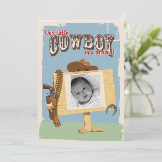 Medeaankondiging cowboy aankondiging (Staand voorkant)