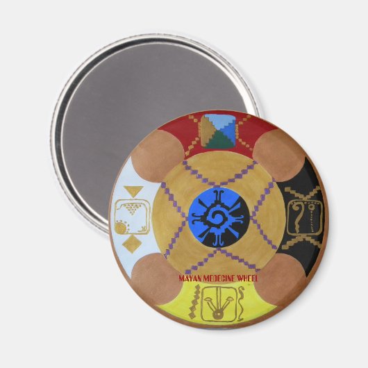 MEDECINE WHEEL, MAYAN MEDECINE WHEEL MAGNEET (Voorkant / Achterkant)