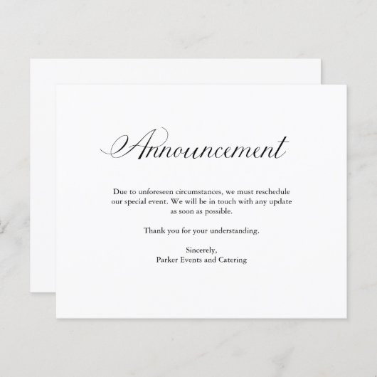 Mededeling | BUDGET Uitstel van evenement (Voorkant / Achterkant)