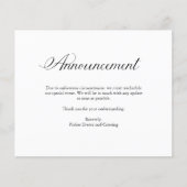 Mededeling | BUDGET Uitstel van evenement (Voorkant)