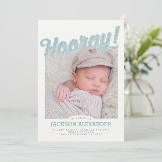 Mededeling Hooray Baby Aankondiging (Staand voorkant)
