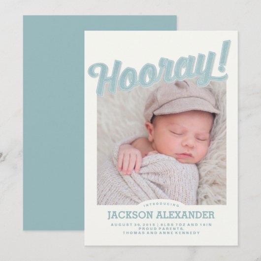 Mededeling Hooray Baby Aankondiging (Voorkant / Achterkant)