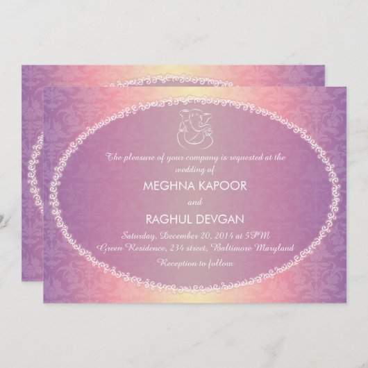 Mededeling over het huwelijk tussen Classy Ganesha Kaart (Voorkant / Achterkant)