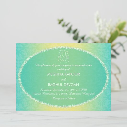 Mededeling over het huwelijk tussen Classy Ganesha Kaart (Staand voorkant)