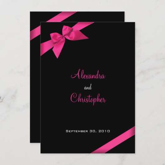 Mededeling over het roze ribbon-huwelijk kaart (Voorkant / Achterkant)