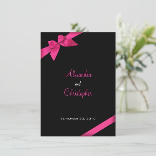 Mededeling over het roze ribbon-huwelijk kaart (Staand voorkant)