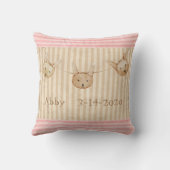 Mededeling van Cute Pink Bunny Baby Girl Kussen (Achterkant)