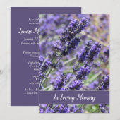 Mededeling van de Lavender Flowers Memorial Servic Kaart (Voorkant / Achterkant)