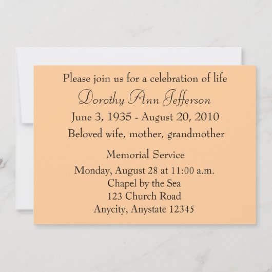 Mededeling van de Memorial Service Sunset Silhouet Kaart (Achterkant)