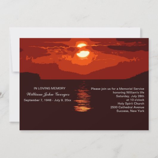 Mededeling van de Red Sunset Memorial Service Kaart (Voorkant)