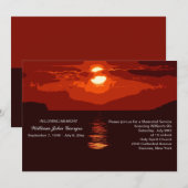 Mededeling van de Red Sunset Memorial Service Kaart (Voorkant / Achterkant)