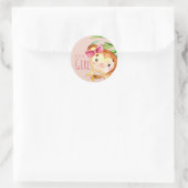 Mededeling van de roze pop-uppop Baby Girl Ronde Sticker (Tas)