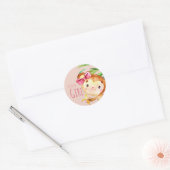 Mededeling van de roze pop-uppop Baby Girl Ronde Sticker (Envelop)