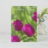 Mededeling van de roze Tulips Memorial Service Kaart (Staand voorkant)
