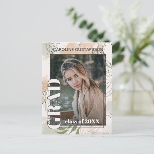 Mededeling van het Afstuderen Botanische Floral Bo Briefkaart (Staand voorkant)