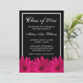 Mededeling van het Afstuderen Pink Gerbera Daisy Kaart (Staand voorkant)
