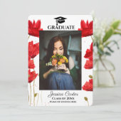 Mededeling van het Afstuderen Red Poppies Rustic F Kaart (Staand voorkant)