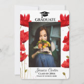 Mededeling van het Afstuderen Red Poppies Rustic F Kaart (Voorkant)