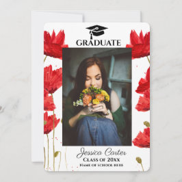 Mededeling van het Afstuderen Red Poppies Rustic F Kaart