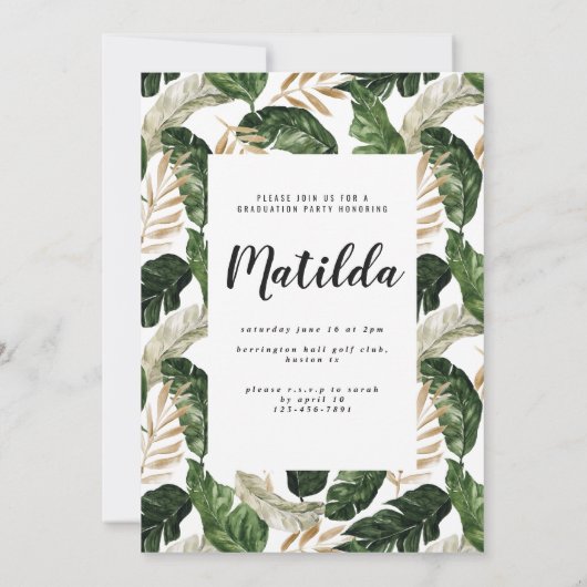 Mededeling van het afstuderen van de tropische fot (Achterkant)