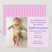 Mededeling van Polka Dot Baby Girl Aankondiging (Voorkant / Achterkant)