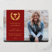 Mededeling van Red Caduceus Medical Afstuderen Folie Uitnodiging (Voorkant)