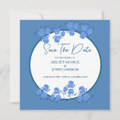 Mededeling van Romantic Dusty Blue Floral Aankondiging (Voorkant)