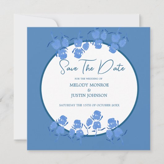 Mededeling van Romantic Dusty Blue Floral Aankondiging (Voorkant)