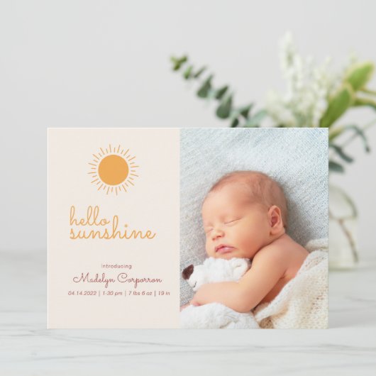 Mededeling van Sunshine Boho - Baby Aankondiging (Staand voorkant)