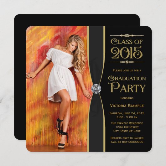 Mededelingen over Elegant Black en Gold Graduy Kaart (Voorkant / Achterkant)