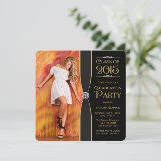 Mededelingen over Elegant Black en Gold Graduy Kaart (Staand voorkant)