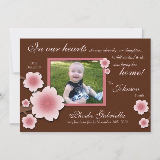 Mededelingen over roze Cherry Blossom en bruine ad Aankondiging (Voorkant)