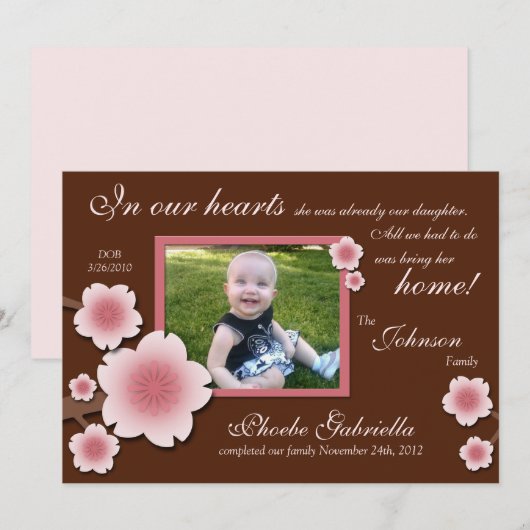 Mededelingen over roze Cherry Blossom en bruine ad Aankondiging (Voorkant / Achterkant)