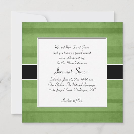 Mededelingen/uitnodigingen van Bar of Bat Mitzvah Kaart (Achterkant)