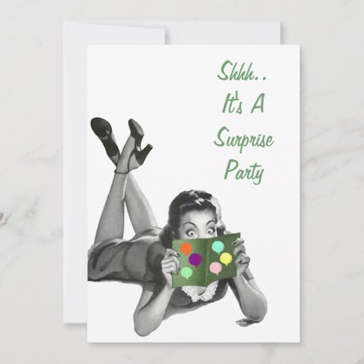 Mededelingen van Fun Retro Surprise Party Kaart (Voorkant)