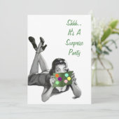 Mededelingen van Fun Retro Surprise Party Kaart (Staand voorkant)
