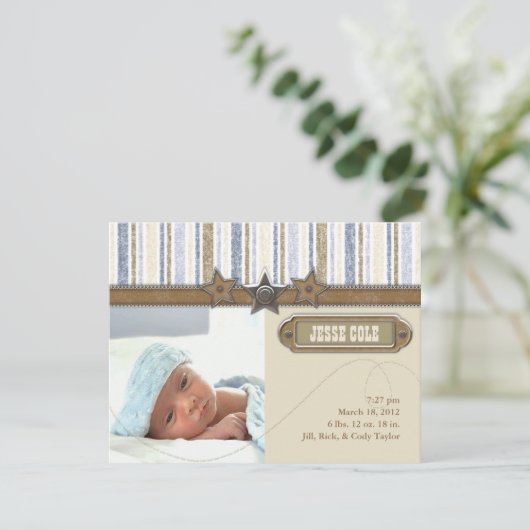 Mededelingen van Jesse Colse Birth Aankondiging (Staand voorkant)