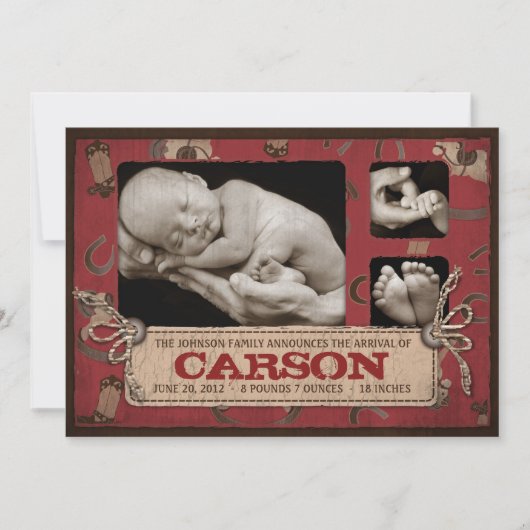 Mededelingskaart Cowboy Baby 2 Aankondiging (Voorkant)