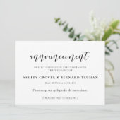 Mededelingskaart voor het annuleren van bruiloften kaart (Staand voorkant)