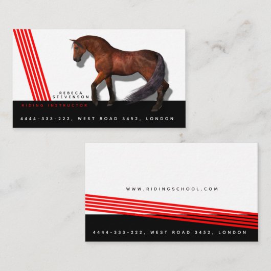 Mededinging Riding instructeur Coach Trainer Paard Visitekaartje (Voorkant / Achterkant)