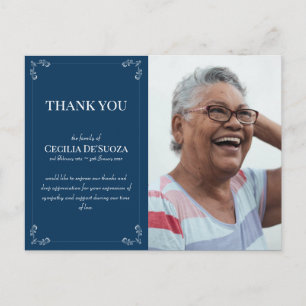 Medeleven Aangepaste Foto Funeral Bedankt Blauw Briefkaart