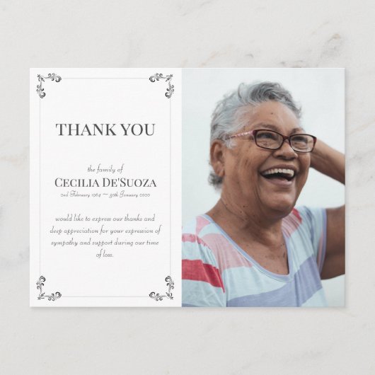 Medeleven Aangepaste Foto Funeral Bedankt Wit Briefkaart (Voorkant)