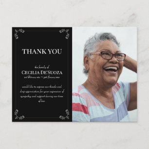Medeleven Aangepaste Foto Funeral Bedankt Zwart Briefkaart
