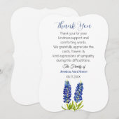 Medeleven Bluebonnets Funeral Doden Dank je Kaart (Voorkant / Achterkant)